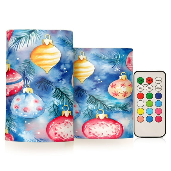ALAZA Balls Christmas 2 PCs LED Flickering Flameless Candles with Remote Timer Battery Operated Candle