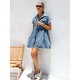 thumbnail image 5 of Women's short-sleeved collared casual denim dress, 5 of 5