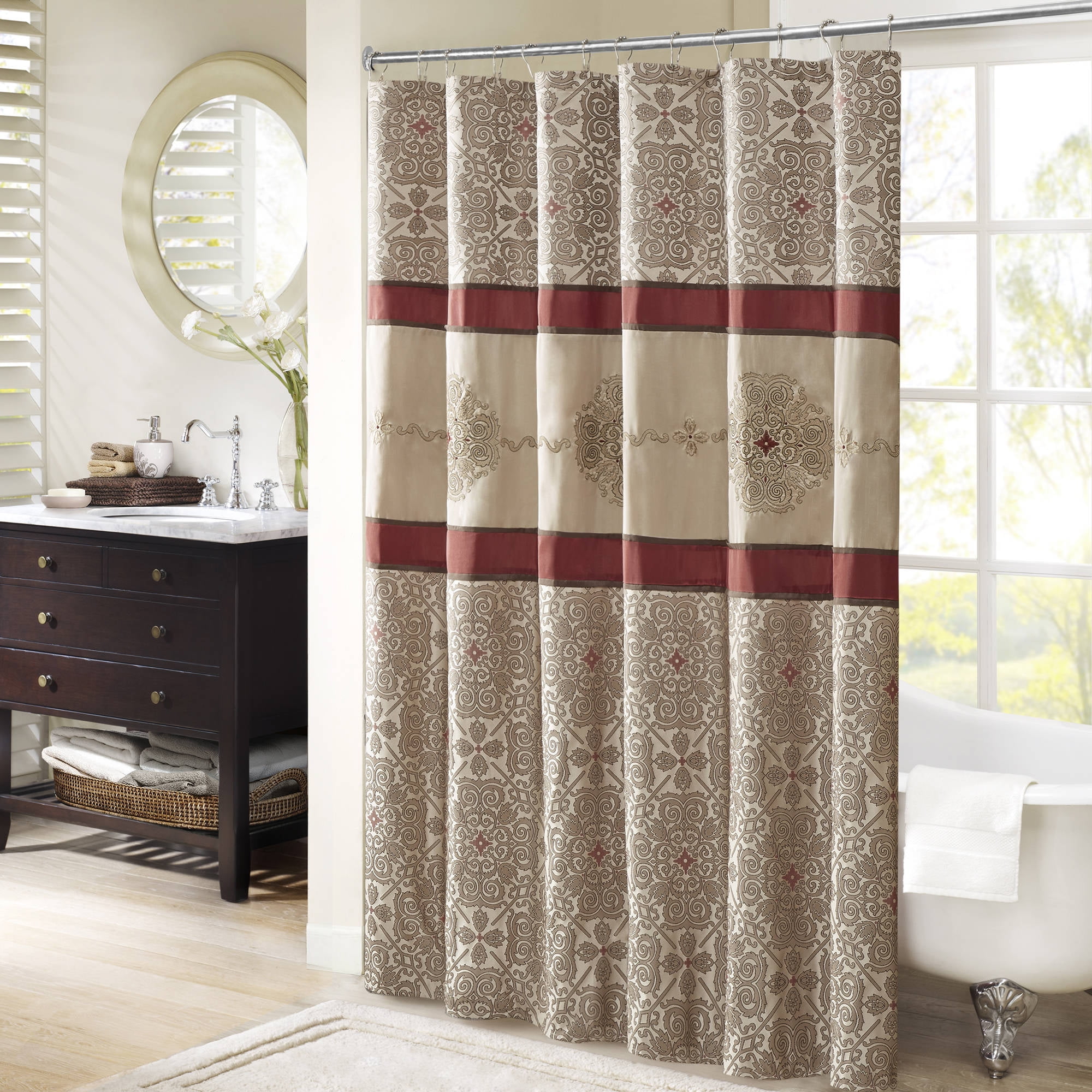 Home Essence Perry Embroidered Shower Curtain