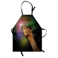thumbnail image 1 of Horse Apron, Side Portrait of Animal with Psychedelic Colorful Rounds on Starry Backdrop, Unisex Kitchen Bib with Adjustable Neck for Cooking Gardening, Adult Size, Ginger Multicolor, by Ambesonne, 1 of 4