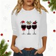thumbnail image 2 of Fiaer Christmas T Shirts for Women V Neck Crew Neck Shine Glass Holiday Tee 3/4 Sleeve Fall Loose Fit Plus Size Fashion Casual Xmas Tops White2 XXL, 2 of 4