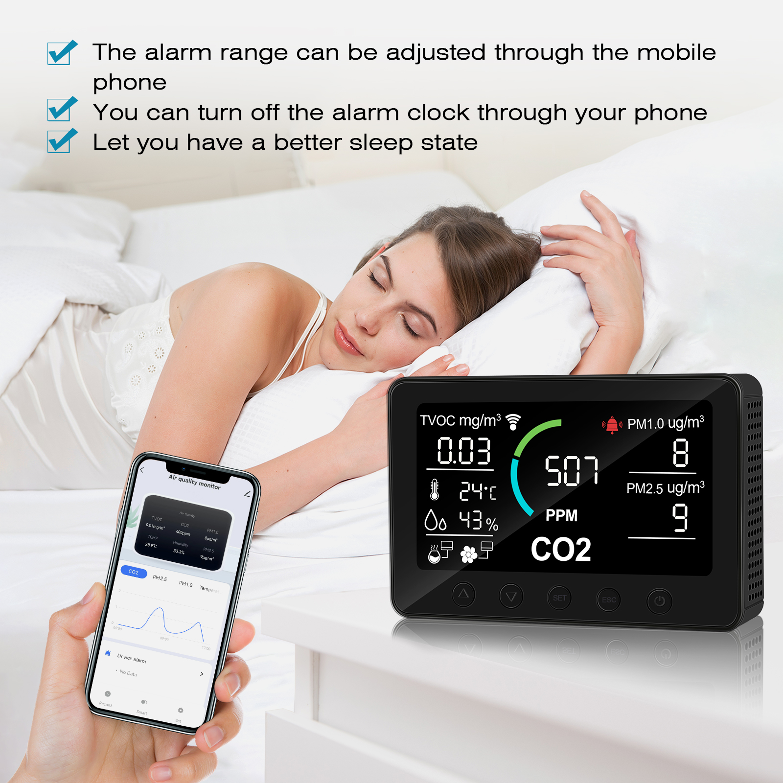 cheero 空気測定器 Air Quality Monitor CHE-335 高精度のCO2センサー、PMセンサーを一筐体に搭載した日本製空気