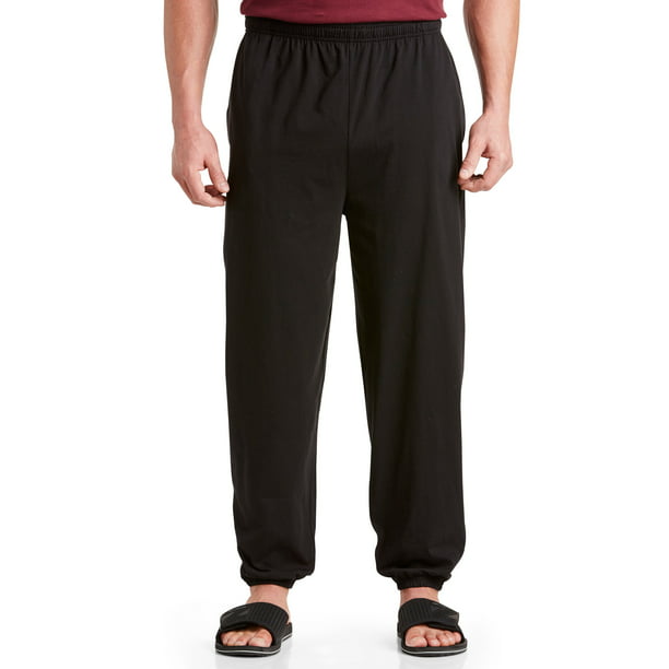 Harbor Bay by DXL Big and Tall Men's Cinched-Hem Jersey Pants Black ...