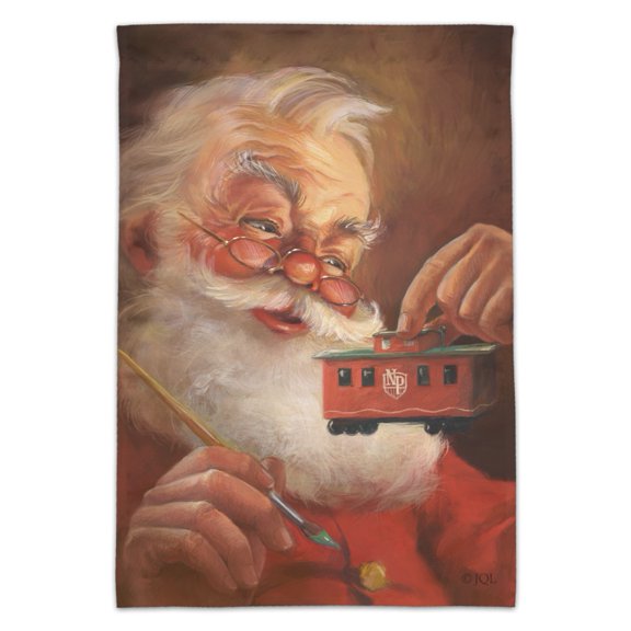 Christmas Holiday Santa Painting Toy Train Caboose Garden Yard Flag