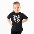 thumbnail image 2 of Soccer Bow Shirt for Girls and Toddlers Cute Girly Soccer Tee for Sporty Kids Black Shirt Youth Medium, 2 of 4
