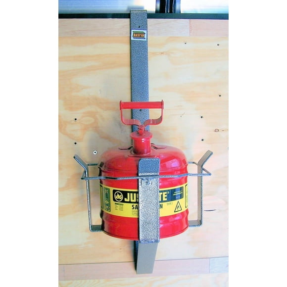 Rack-Em Liquid Storage Container Mount RA-1L Bolt-On Mount To Closed Trailer; Holds 1 Cooler or 5 Gallon Gas Can; Black and Gray; Steel