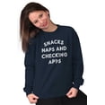 thumbnail image 4 of Snacks Naps Checking Apps Lazy Chill Unisex Plus Fleece Graphic Sweatshirt Brisco Brands 3X, 4 of 5