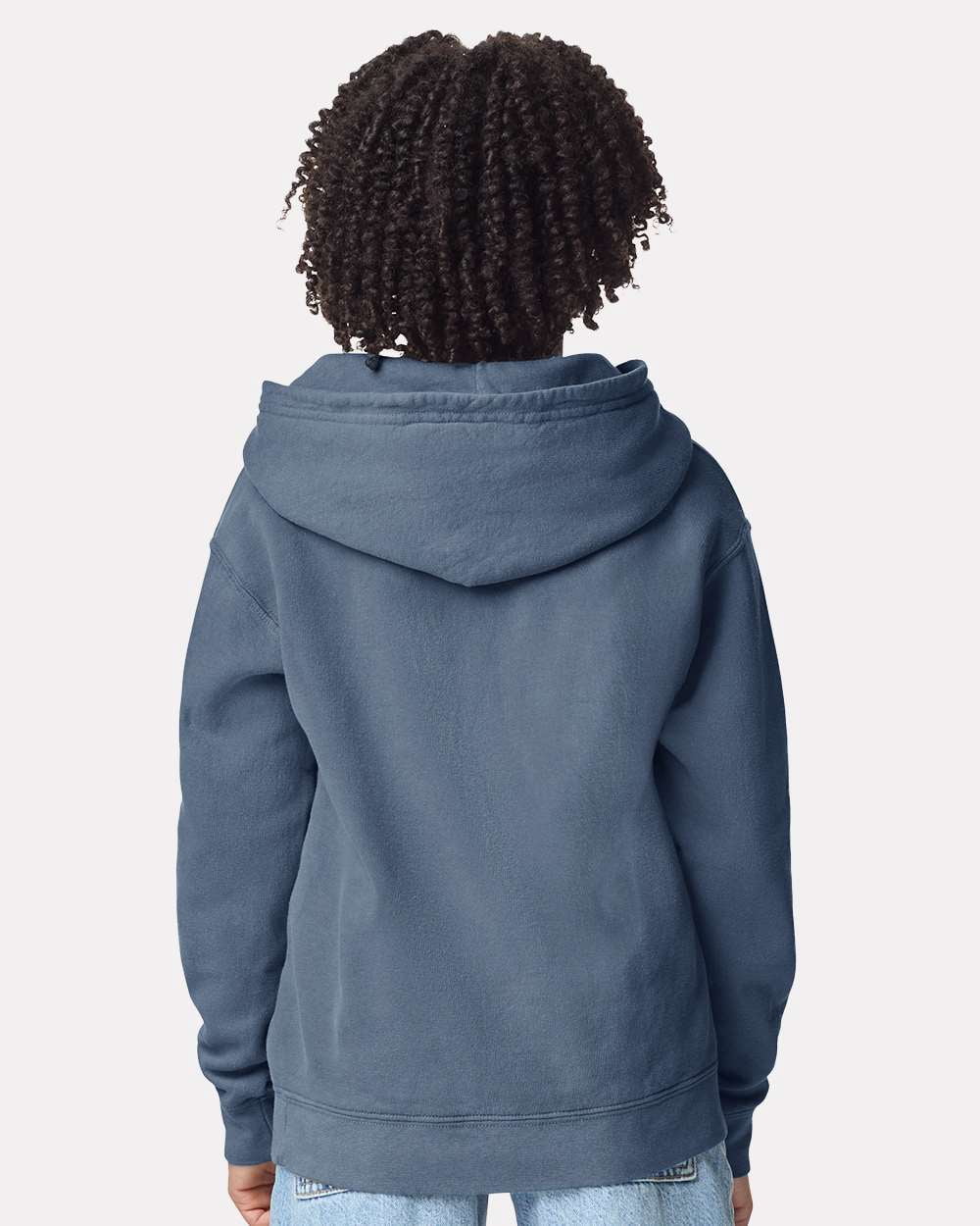 Comfort Colors 1467Y Garment-Dyed Youth Lightweight Fleece Hooded Sweatshirt-Blue Jean-M