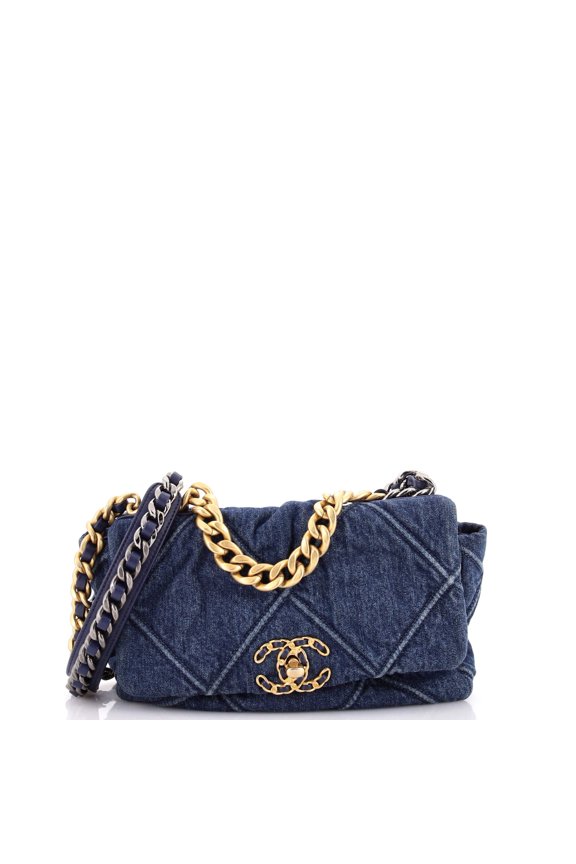 Pre-Owned 19 Flap Bag Quilted Denim Medium By Rebag
