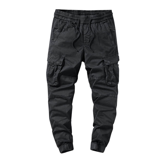 Diufon Men's Cargo Pants Casual Work Long Sweatpants with Multi Pockets Outdoor Hiking Button Tracksuit Pants