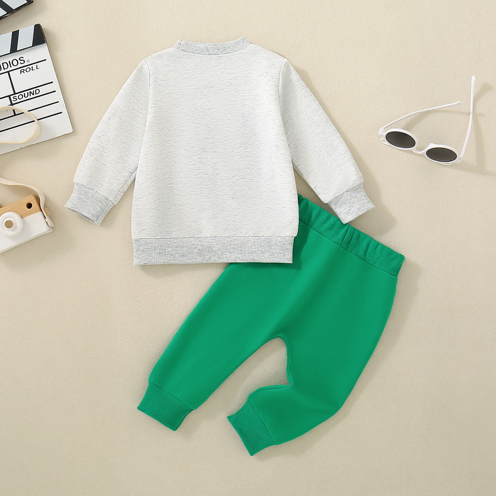 Tennyeal Toddler Girl Sets Toddler Baby Boy Girl St. Patrick's Day Outfit Four Leaf Embroidery Long Sleeve Sweatshirt Top Pants Set for 2-3 Years,Green