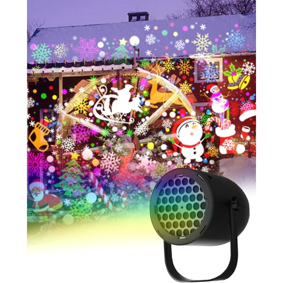 LED Projector Light, New 16 High-Definition Dynamic Christmas Patterns LED Projector, Waterproof USB Powered Christmas Projection Snowflake Light, Suitable for Indoor and Outdoor Holiday Parties.