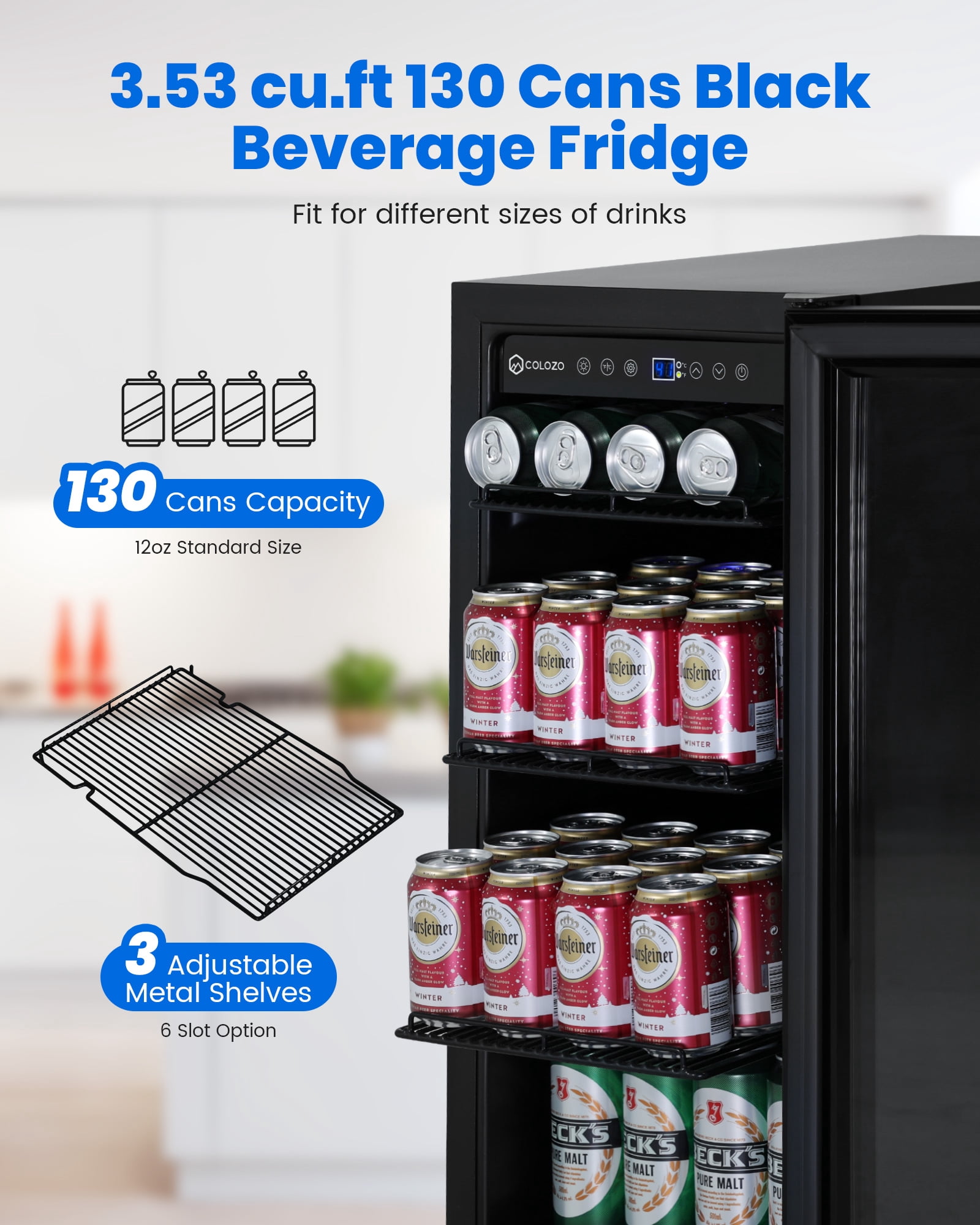 COLOZO 15 inch Beverage Refrigerator,Freestanding Beverage Fridge Cooler for Home Bar