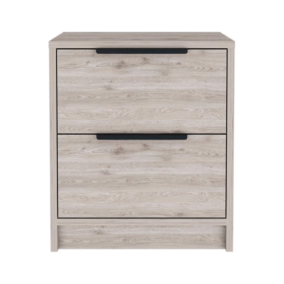 Depot E-Shop Egeo Nightstand With 2 Drawers And Metal Handles, Light Gray