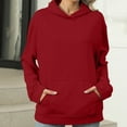 thumbnail image 2 of Jinhomg Cotton Hoodies for Women Dressy Casual Long Sleeve Solid Pullover Tops Oversized Soft Cozy Kangaroo Pocket Top Fall Winter Thermal Going Out Wear Fall Saving Wine S, 2 of 6