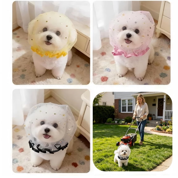 Dog Face Net Anti Eating Mesh Head Cover Breathable Adjustable Quick Release Star Pattern Muzzle for Small Dogs Cats Outdoor Walking Summer Park(3pc)