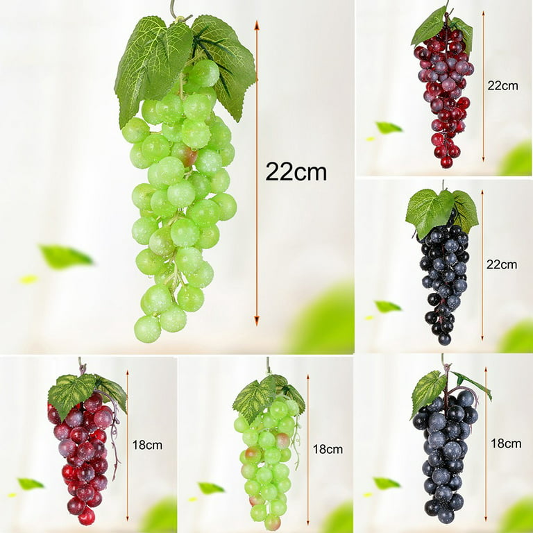 YaFex 1 Bunch Fake Grape Artificial Plastic Lifelike Faux Fruit Home Garden Decoration 60 Red Grapes, Size: 36