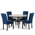 thumbnail image 3 of New Classic Furniture Celeste 5-Pc Faux Marble/Wood Dining Set w/ 4 Chair-Blue, 3 of 13
