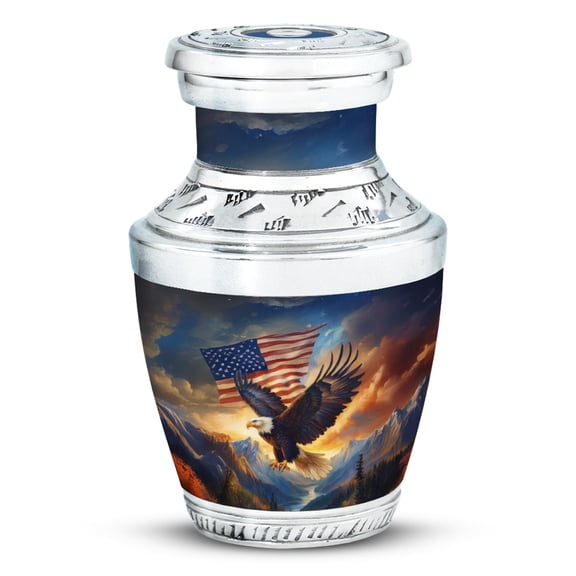 YATHABHISA Eagle Urn Keepsake, Mini Urns for Human Ashes, Cremation Small Ash Container, Memorial Gift for Brother & Sister, Navy Blue, 3 Inch