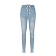 thumbnail image 4 of uublik Jeans for Women Low Waisted Jeggings Pants Stretchy Ripped Skinny Jean Leggings Denim Pants, Light Blue, 4 of 6