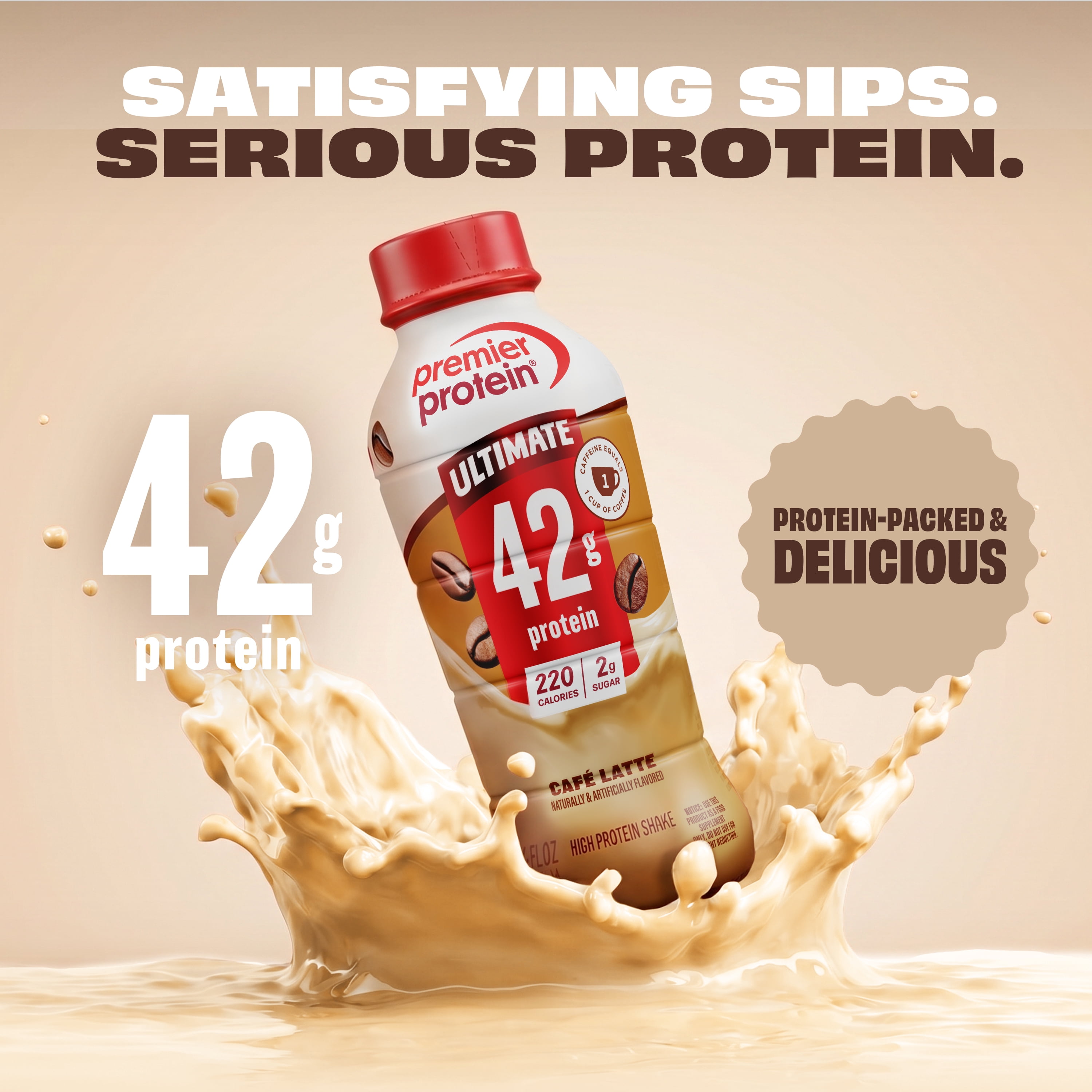Premier Protein, Ultimate 42g Protein Shake, Café Latte, 14 Fl Oz, 12 Ct