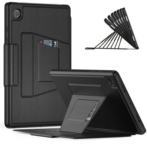 Dteck Case for Samsung Galaxy Tab A8 10.5-inch X200 X205 X207,Luxury Business Leather Smart Automatic wake/sleep Case Heavy Duty Card Holder Kickstand Folio Magnetic Cover,Black