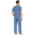 thumbnail image 5 of ANLIQI Men's 100% Cotton Pajama Set Soft v-neck Top Short Sleeve & Bottom Pants with Pockets Men's Loungewear Sets(BL_XL), 5 of 8
