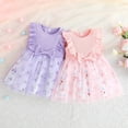 thumbnail image 4 of Otqutp Party Dress for Toddler Girls Sleeveless Floral Prints Bowknot Ribbed Tulle Princess Dress Clothes for 6M to 4 Years, 4 of 4