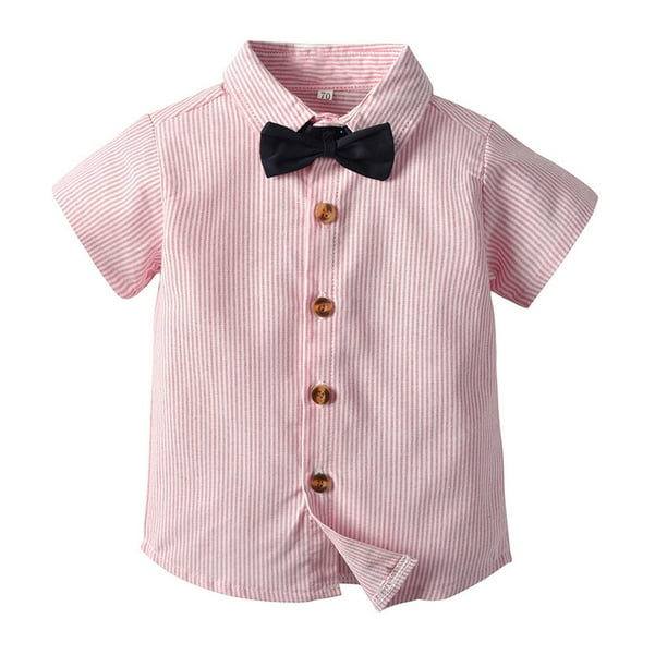 Penkiiy Baby Boy Clothes Suits Toddler Dress Shirt with Bowtie Suspender Pants Outfit Sets Gentleman Wedding 2 Years Pink Walmart