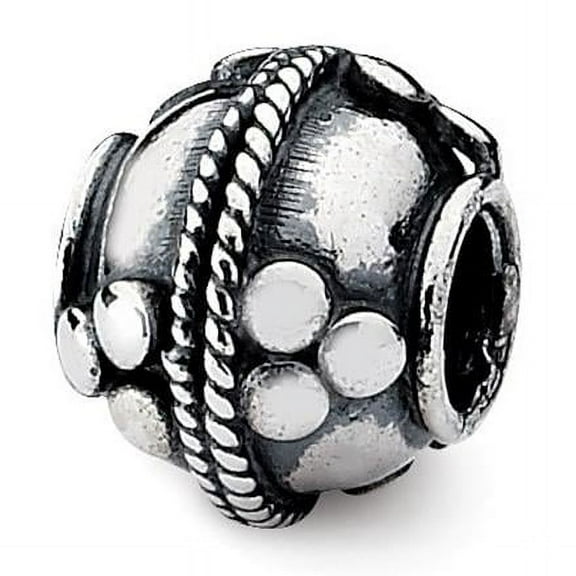 The Black Bow Sterling Silver Antiqued Artisan Triple Circle Design Bead Charm