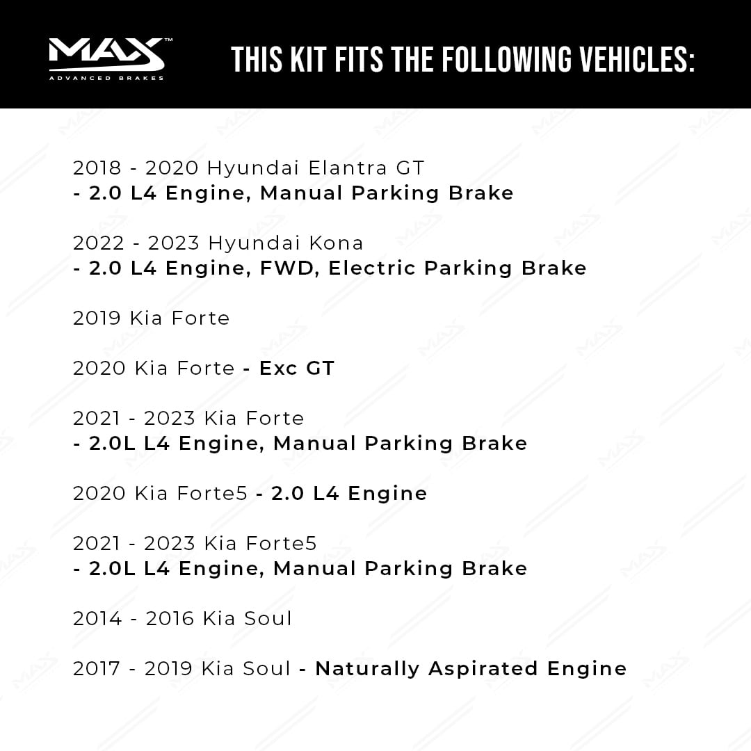 MAX Advanced Brakes - Brake Kit For 2014-2019 Kia Soul (Naturally Aspirated Engine) | Carbon Ceramic Brake and Rotor Kit Front and Rear | Daily Performance Cross-Drilled Brake Rotors