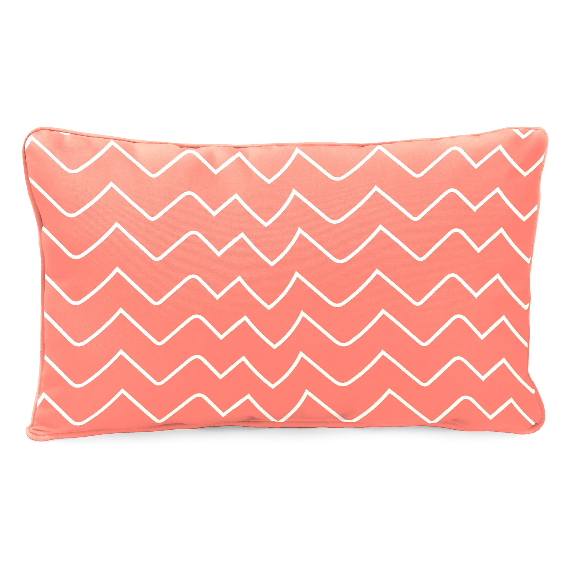 Jordan Manufacturing 12" x 16" Succulents White Plants and Coral Chevron Reversible Rectangular Outdoor Lumbar Throw Pillow with Welt