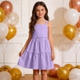thumbnail image 6 of SGFCWSX Girls Summer Dresses Spaghetti Strap Square Neck Ruffle Tiered with Pockets Casual A-Line Teens Daily Wear Dress Purple Size 13 Years, 6 of 8