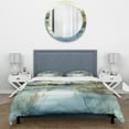 thumbnail image 3 of Designart "Illustration of a Summer Lake Landscape V" Landscapes Bedding Covert Set - Lake Blue Cottage Bed Set With 2 Shams, 3 of 6