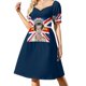 thumbnail image 1 of Su Majestad la Reina Isabel II - Foto profesional HD Vestido de manga corta Ropa femenina vestido elegante, 1 of 7