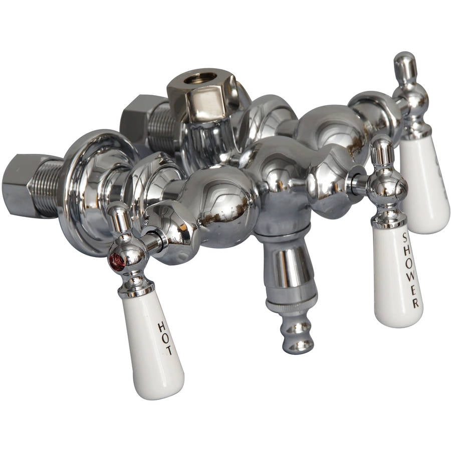 Decor Plumb Vintage Tub Filler with Diverter, Polished Chrome