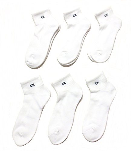 Calvin Klein Men's Athletic Ankle Socks, Shoe Size 7-12 (6-pack) white