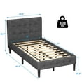 thumbnail image 3 of Costway Twin Upholstered Bed Frame Button Tufted Headboard Mattress Foundation Grey, 3 of 10