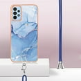 thumbnail image 6 of Mantto for Samsung Galaxy A32 5G Case, with Lanyard Adjustable Strap, Marble Pattern Soft TPU Bumper Hard PC Back Shockproof Protective Glossy Stylish Durable Phone Case for Women Girls,Blue, 6 of 7