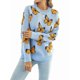 thumbnail image 1 of Suéteres de Punto con Estampado de Mariposas para Mujer, Informales, de Larga y Cuello Redondo Azul y Amarillo XL, 1 of 7
