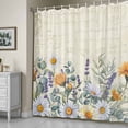 thumbnail image 4 of Shower Curtain for Bathroom Floral Daisy Lavender Retro Letter Waterproof Bath Curtains Shower Curtains with Hooks,Yellow Flower Rural Leaf Bathroom Curtain Privacy Drapes for Bathtubs Toilet 36x72in, 4 of 9