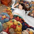 thumbnail image 4 of Castle Fairy Colorful Chicken Bedding Comforter Set 7 Pieces for Female Men,Farmhouse Animal Full Bedding Set Lightweight,Kawaii Rooster Fitted Sheet Flat Sheet,Luxury Bedroom Decor,Reversible, 4 of 8