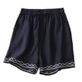thumbnail image 2 of SOOMLON Linen Shorts Women Plus Size Elastic Waist Drawstring Shorts Flowy Chino Shorts with Pockets Casual Bottoms, 2 of 7
