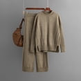 thumbnail image 2 of Ltctricy Women's Fall Sweater Outfits 2 Piece Knitted Long Sleeve Mock Neck Pullover Tops and Wide Leg Pants Trendy Sets, 2 of 3