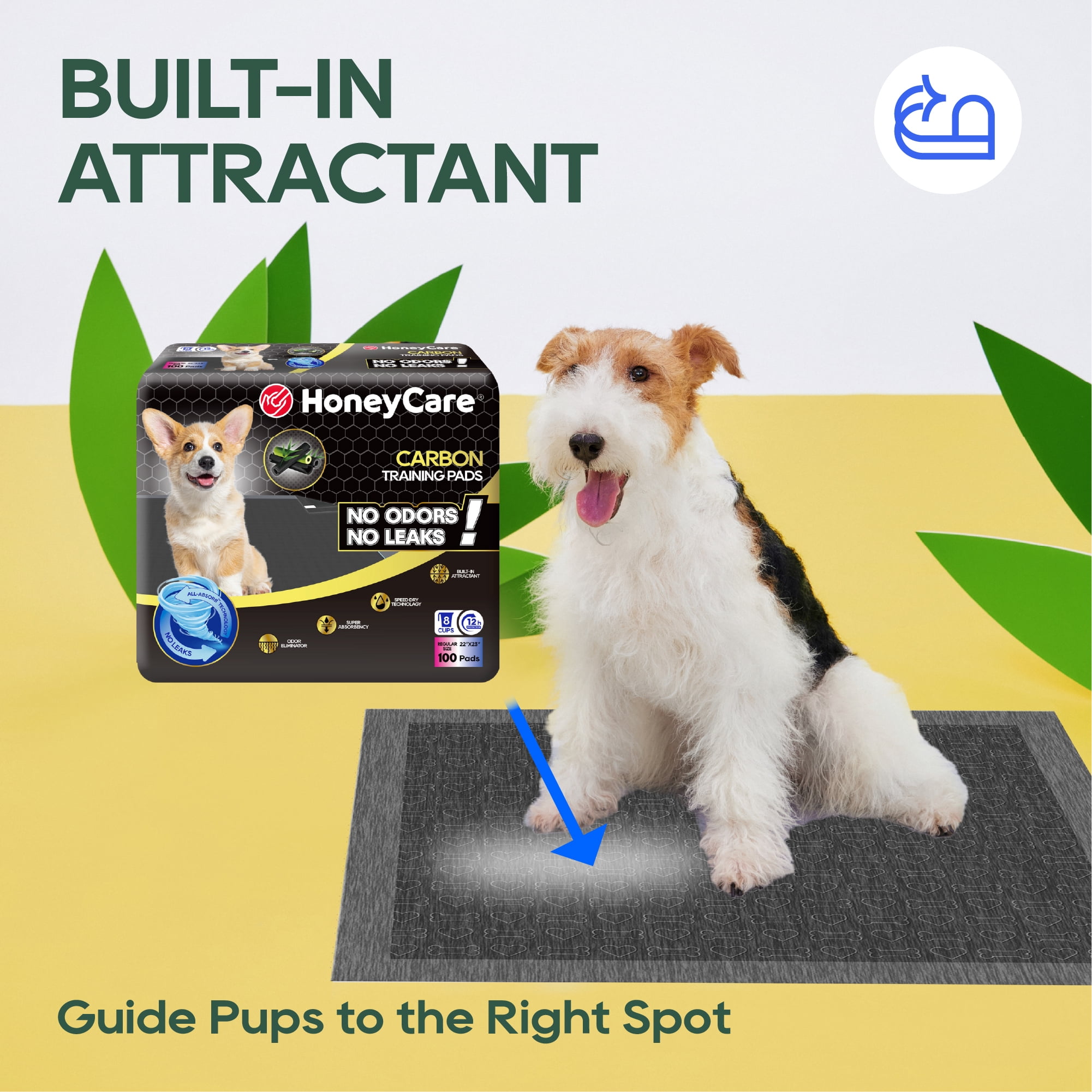 HONEY CARE All-Absorb Puppy Training Pads | Eliminating Urine Odor, Ultra Charcoal Dog Pee Pad (Carbon, L 22x23 inch, 100ct)
