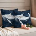 thumbnail image 2 of Summer Blue Whale Outdoor Waterproof Pillow Covers, Coastal Ocean Vintage Wooden Grain Decorative Square Throw Pillowcase Sofa Cushion Sham for Patio/Couch/Chair, 16"x16" 2 Pack, 2 of 8