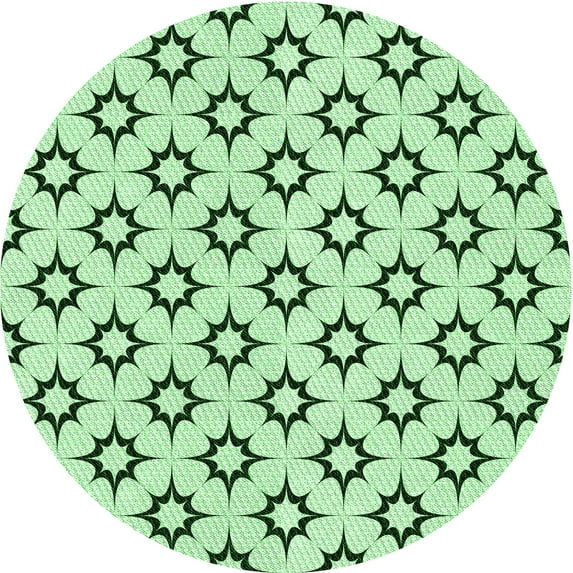 Ahgly Company Indoor Round Patterned Mint Green Area Rugs, 3' Round