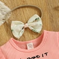 thumbnail image 4 of GRNSHTS Infant Baby Girl Outfits "I got it from my mama" Letter Print Romper Tops + Floral Skirts + Headband Summer 3PCS Clothes Set (Pink,0-6 Months), 4 of 10