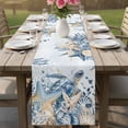 thumbnail image 4 of Blue Turtle Coastal Table Runner 90 Inches, Summer Beach Coral Nautical Starfish Sea Eucalyptus Bed Runner Dresser Scarves Tabletop for Indoor Outdoor Parties/Ceremony/Banquet, 13" x 90", 4 of 9