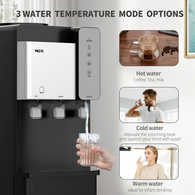 VECYS Ice Maker Water Dispenser, 27LBS Daily Ice & Child Lock